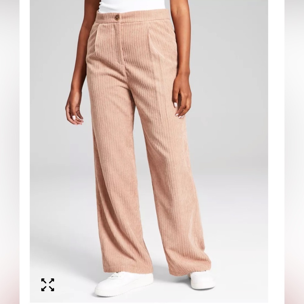 Tan Corduroy Wide-Leg Pants